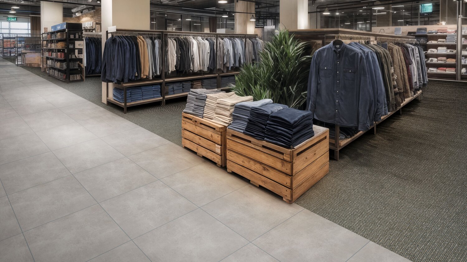 C70 MEGACLIC Tela Denim & Design Tile Manhattan Dust - Room scene